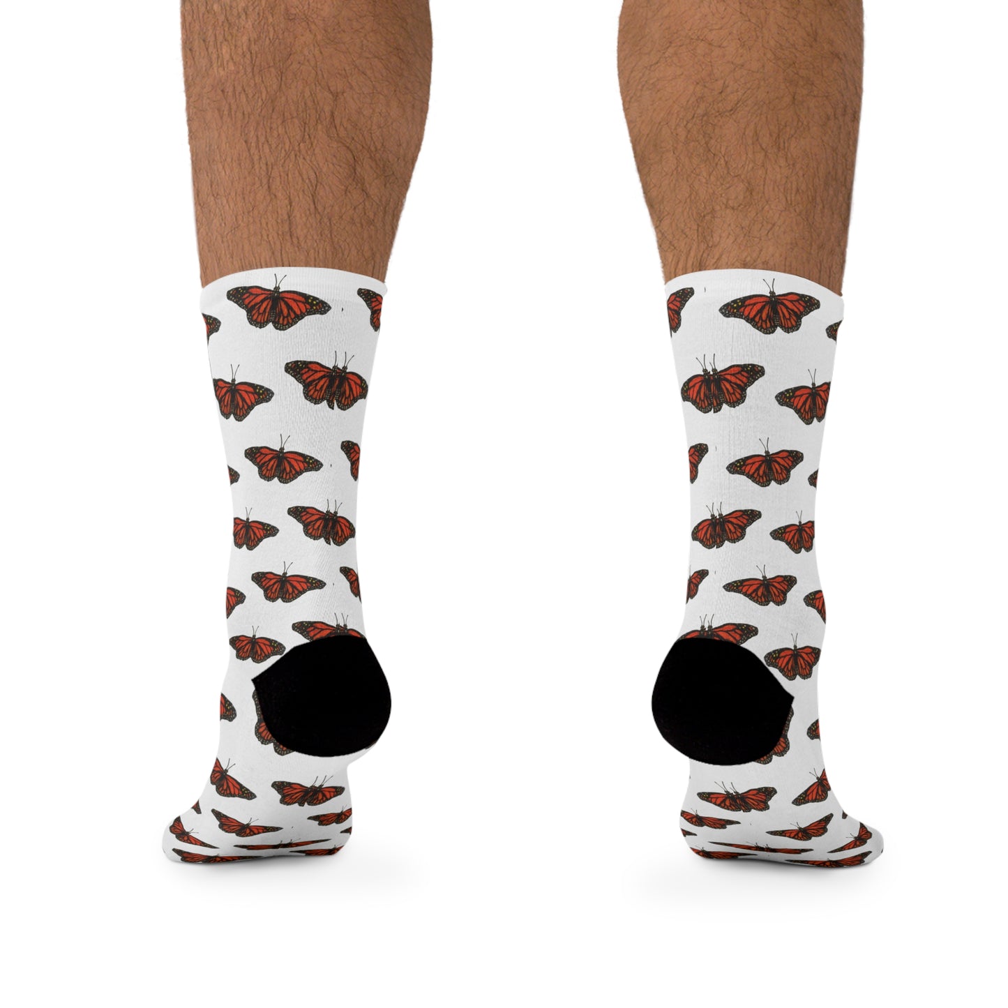 Monarch Butterfly Print Socks | Eco-Friendly, Fun Gift for Nature Lovers, Colorful Crew Socks, Stylish Recycled Footwear