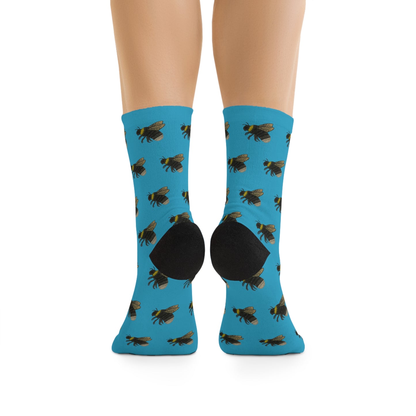 Western Bumble Bee Print Socks | Eco-Friendly, Fun Gift for Nature Lovers, Colorful Crew Socks, Stylish Recycled Footwear