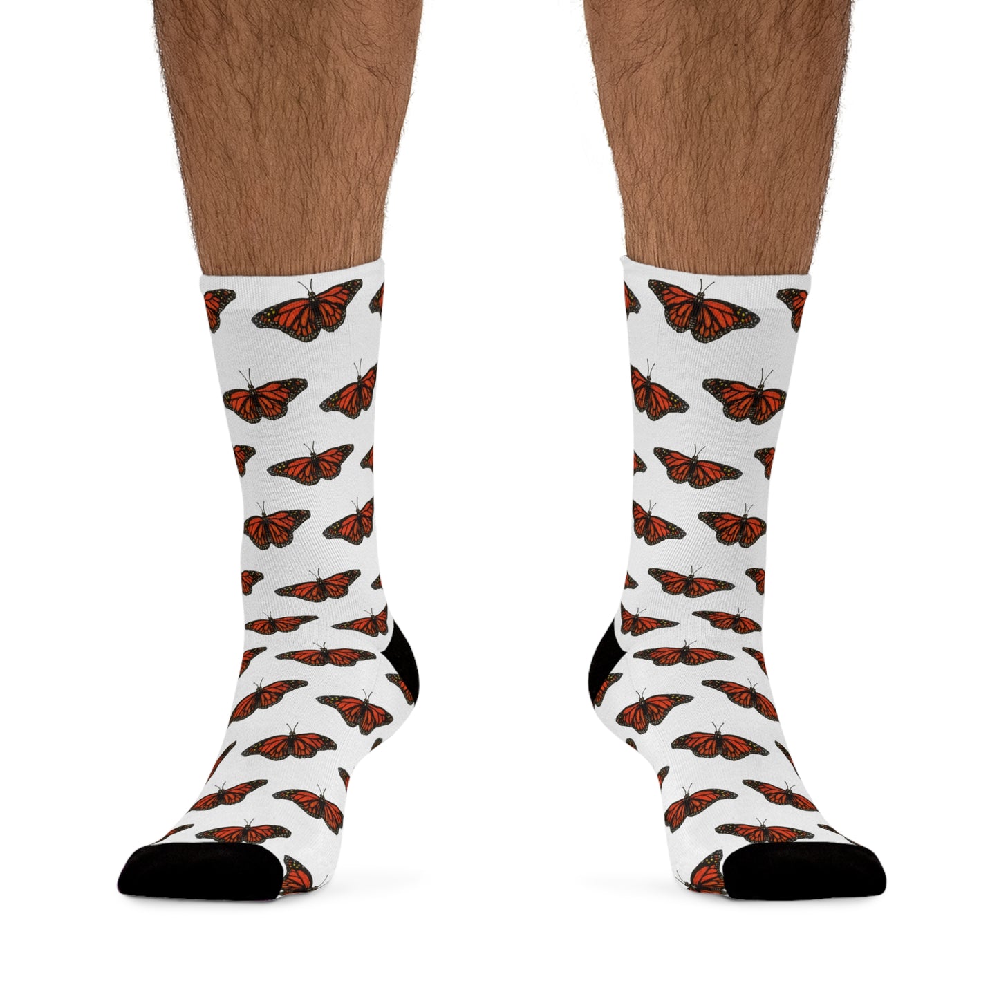 Monarch Butterfly Print Socks | Eco-Friendly, Fun Gift for Nature Lovers, Colorful Crew Socks, Stylish Recycled Footwear