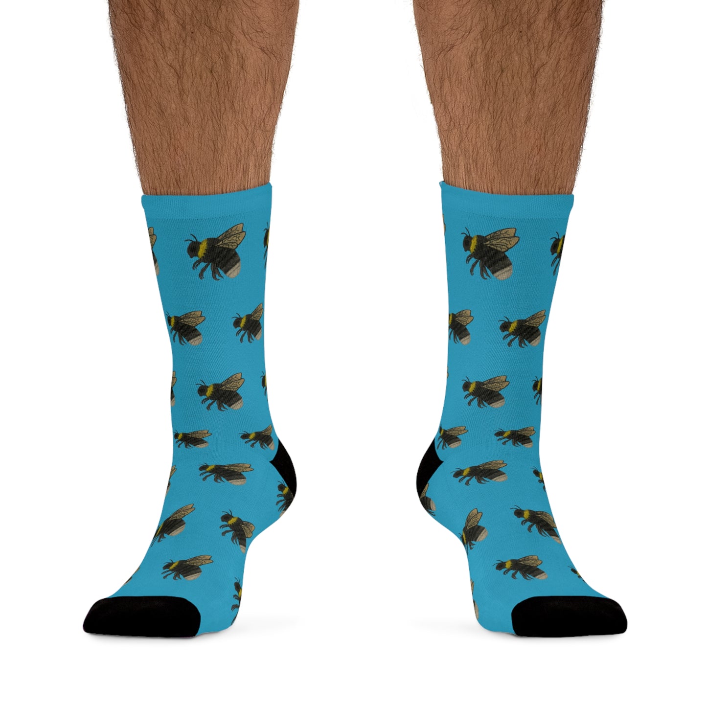 Western Bumble Bee Print Socks | Eco-Friendly, Fun Gift for Nature Lovers, Colorful Crew Socks, Stylish Recycled Footwear