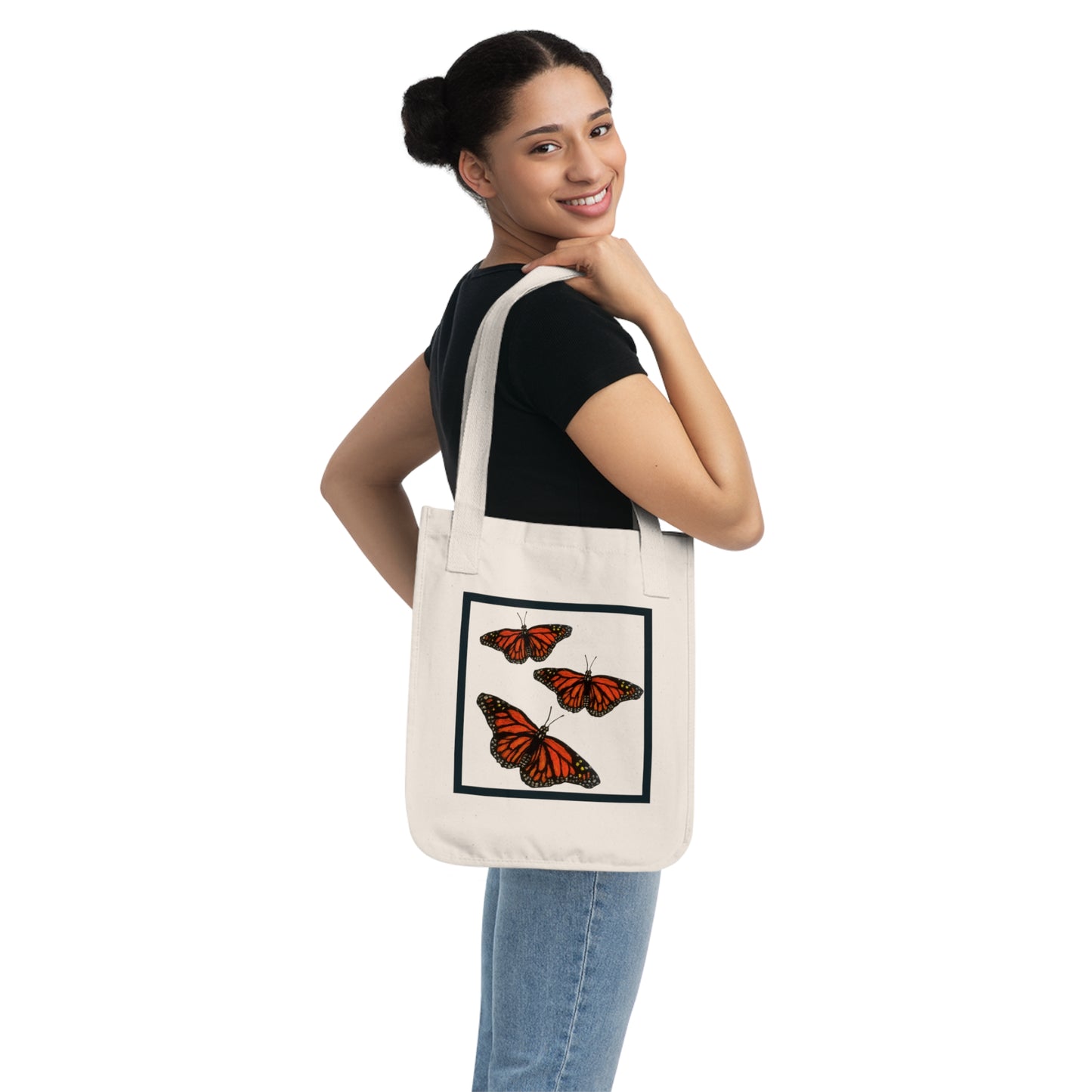 Monarch Butterfly - Flight - Organic Canvas Tote Bag