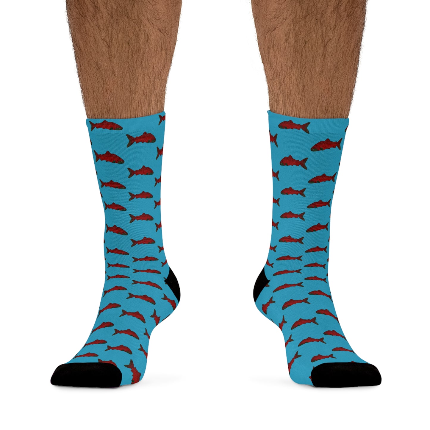 Chinook Salmon Print Socks | Eco-Friendly, Fun Gift for Nature Lovers, Colorful Crew Socks, Stylish Recycled Footwear