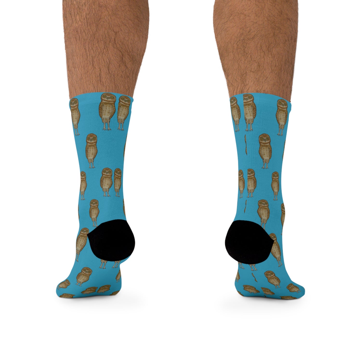 Burrowing Owl Print Socks | Eco-Friendly, Fun Gift for Nature Lovers, Colorful Crew Socks, Stylish Recycled Footwear