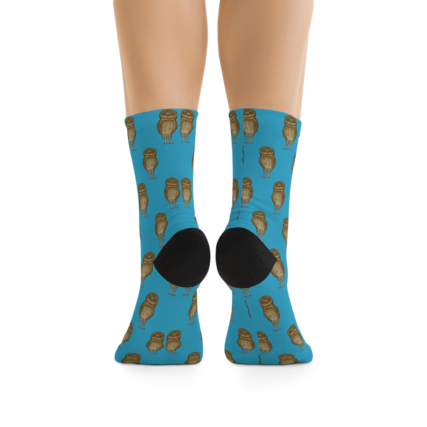 Burrowing Owl Print Socks | Eco-Friendly, Fun Gift for Nature Lovers, Colorful Crew Socks, Stylish Recycled Footwear