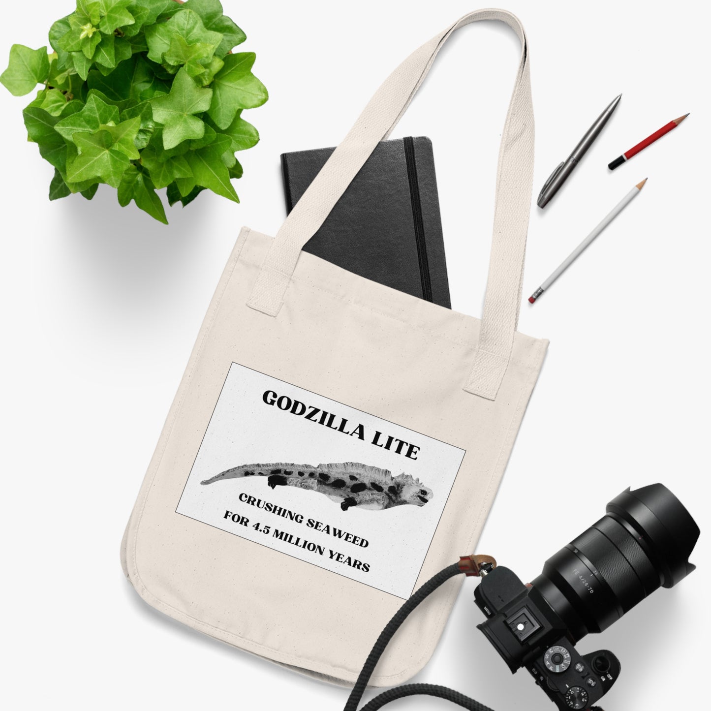 Marine Iguana - Godzilla Lite - Organic Canvas Tote Bag
