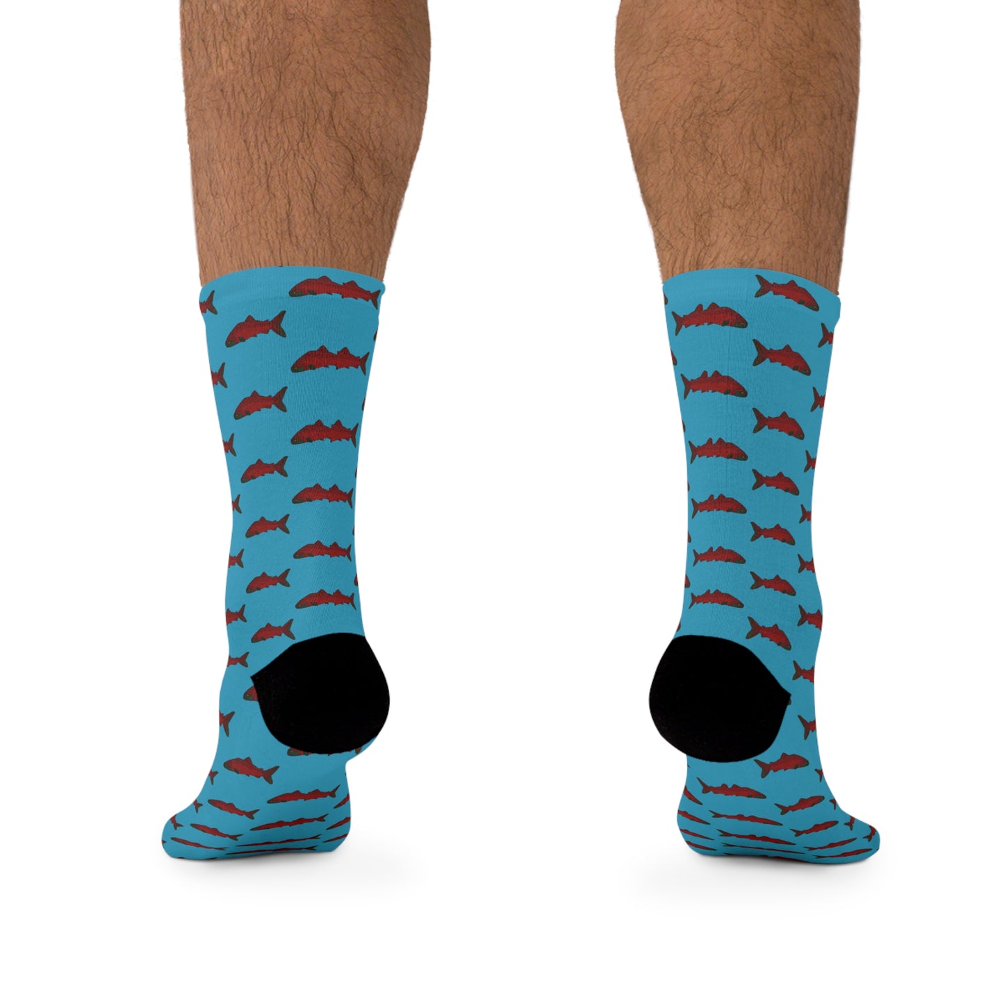 Chinook Salmon Print Socks | Eco-Friendly, Fun Gift for Nature Lovers, Colorful Crew Socks, Stylish Recycled Footwear