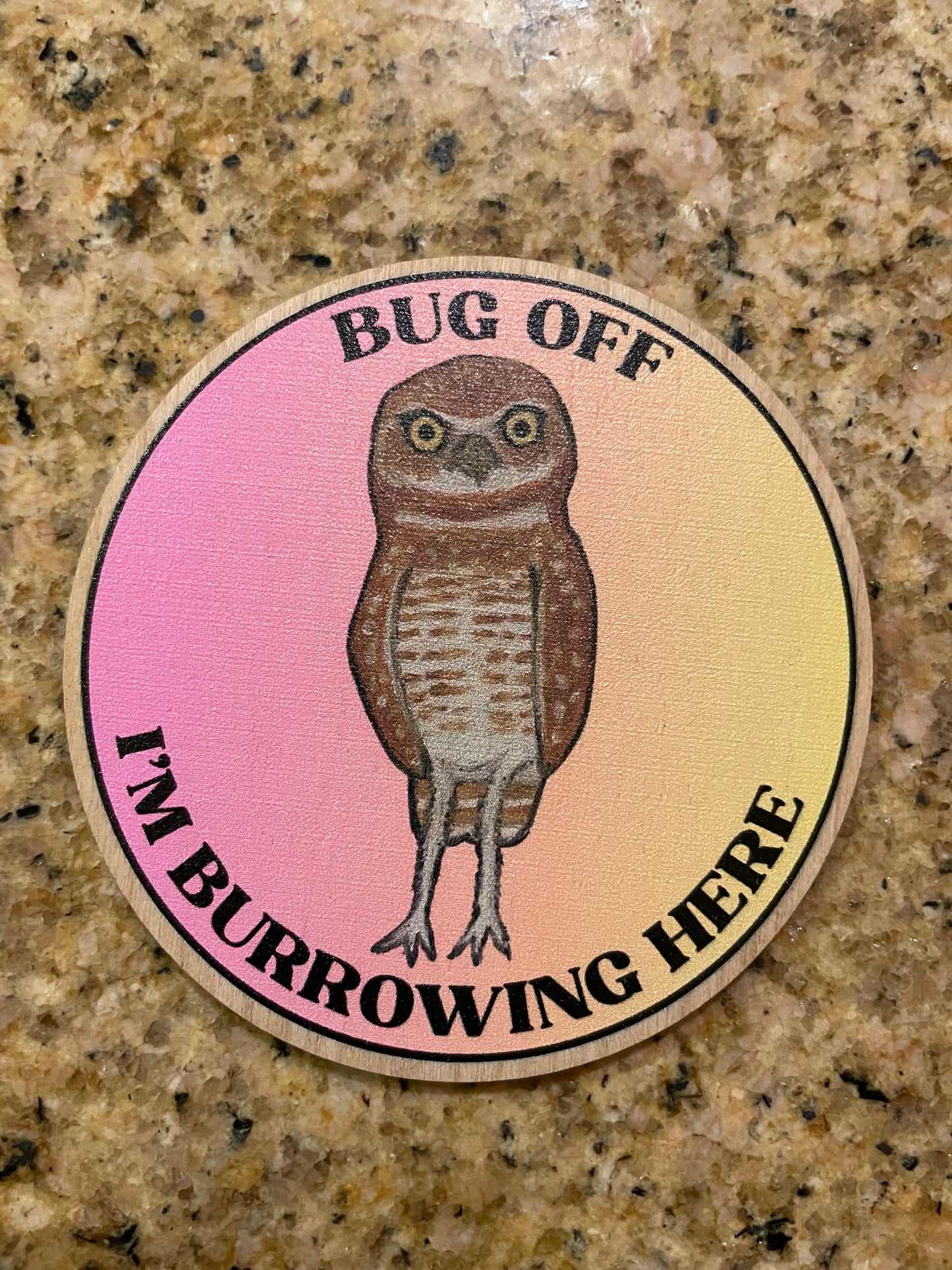 Burrowing Owl Wooden Sticker