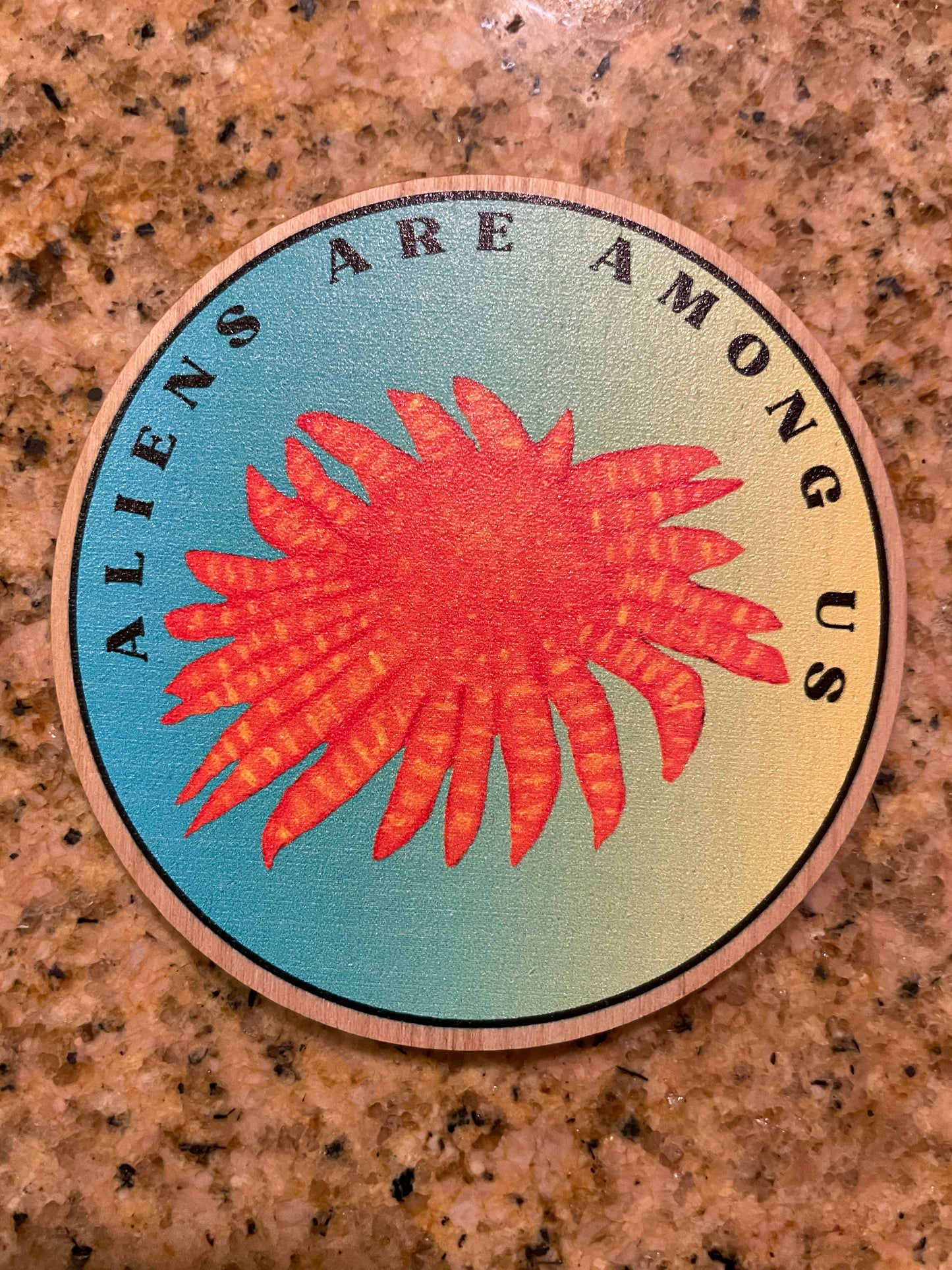 Sunflower Star Wooden Sticker