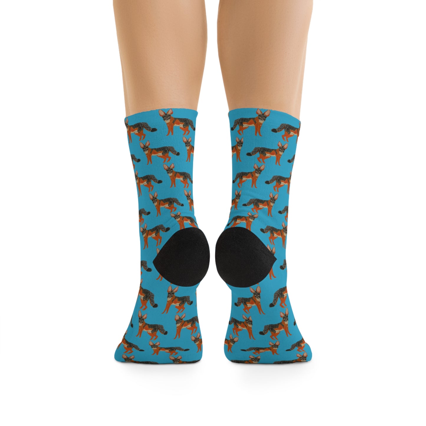 San Joaquin Kit Fox Print Socks | Eco-Friendly, Fun Gift for Nature Lovers, Colorful Crew Socks, Stylish Recycled Footwear